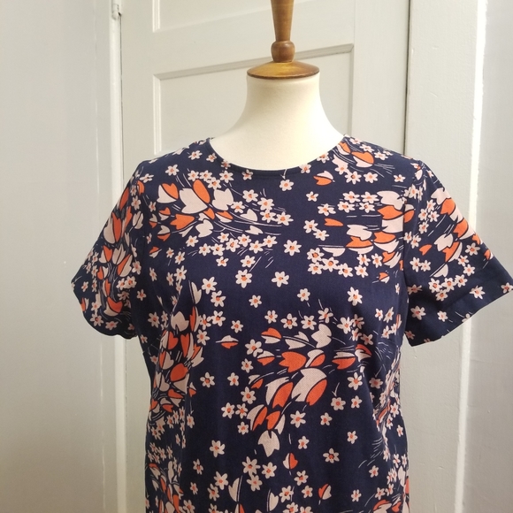 Boden Navy Autumnal Leaves Shift Dress, Size 14R - Picture 8 of 14